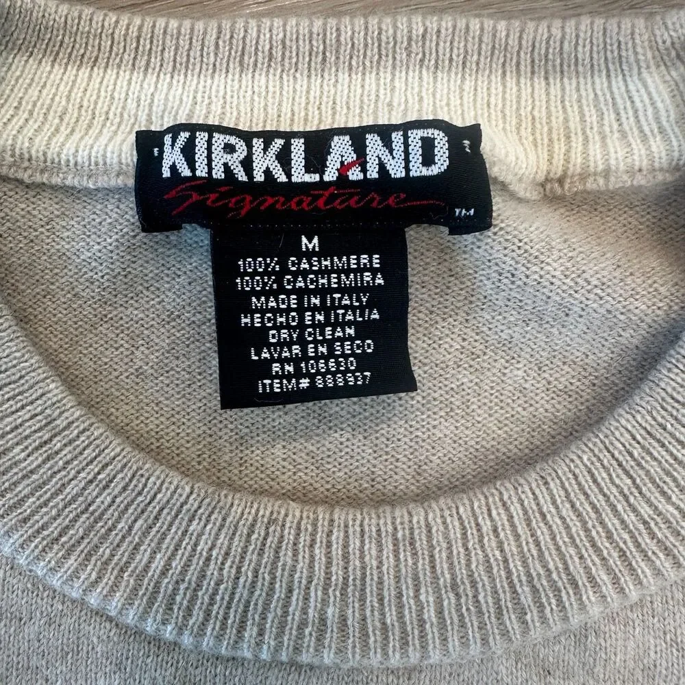 100% Cashmere Crewneck Sweater Oatmeal Mens Medium